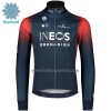 Set Fietsshirt Lange Mouw + Lange Koersbroek 2023 INEOS Grenadiers Winter Thermal Fleece Donkerblauw